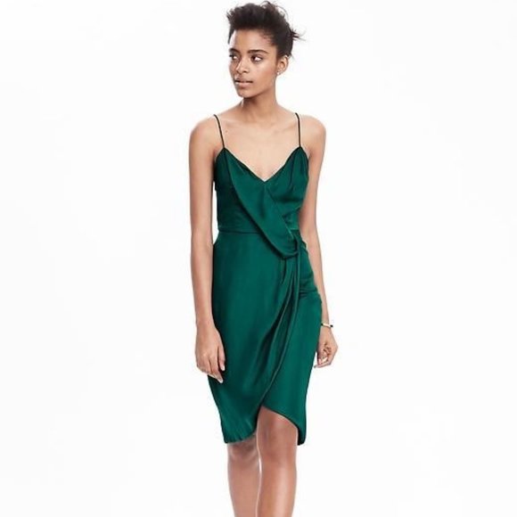 Banana Republic Dresses & Skirts - Banana Republic Faux Wrap Green Cocktail Dress